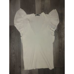 Cream flutter sleeve sweater